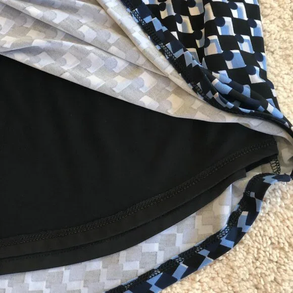 White House Black Market Key Hole Sleeveless Women's Blouse Tank Top Blue Black - Picture 7 of 11